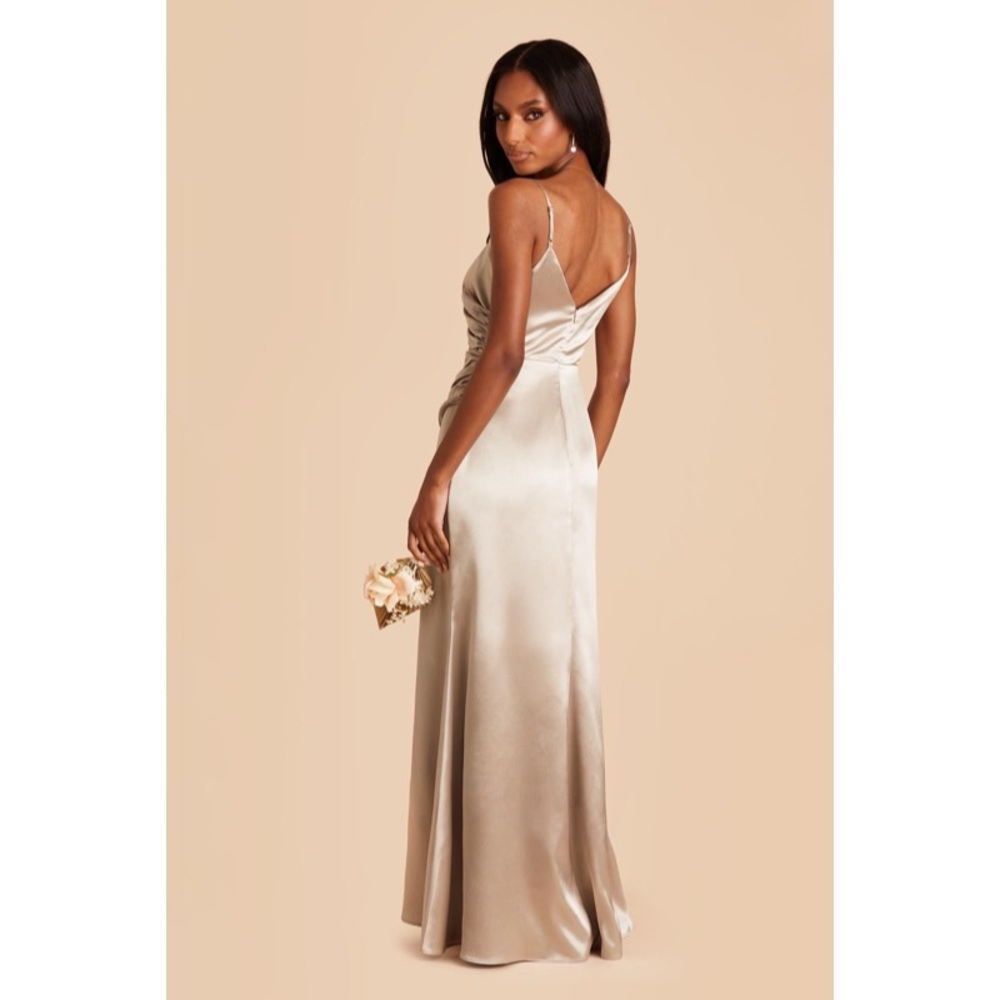 Birdy Grey Catherine Shiny Satin Dress Neutral Champagne Small - Picture 2 of 2